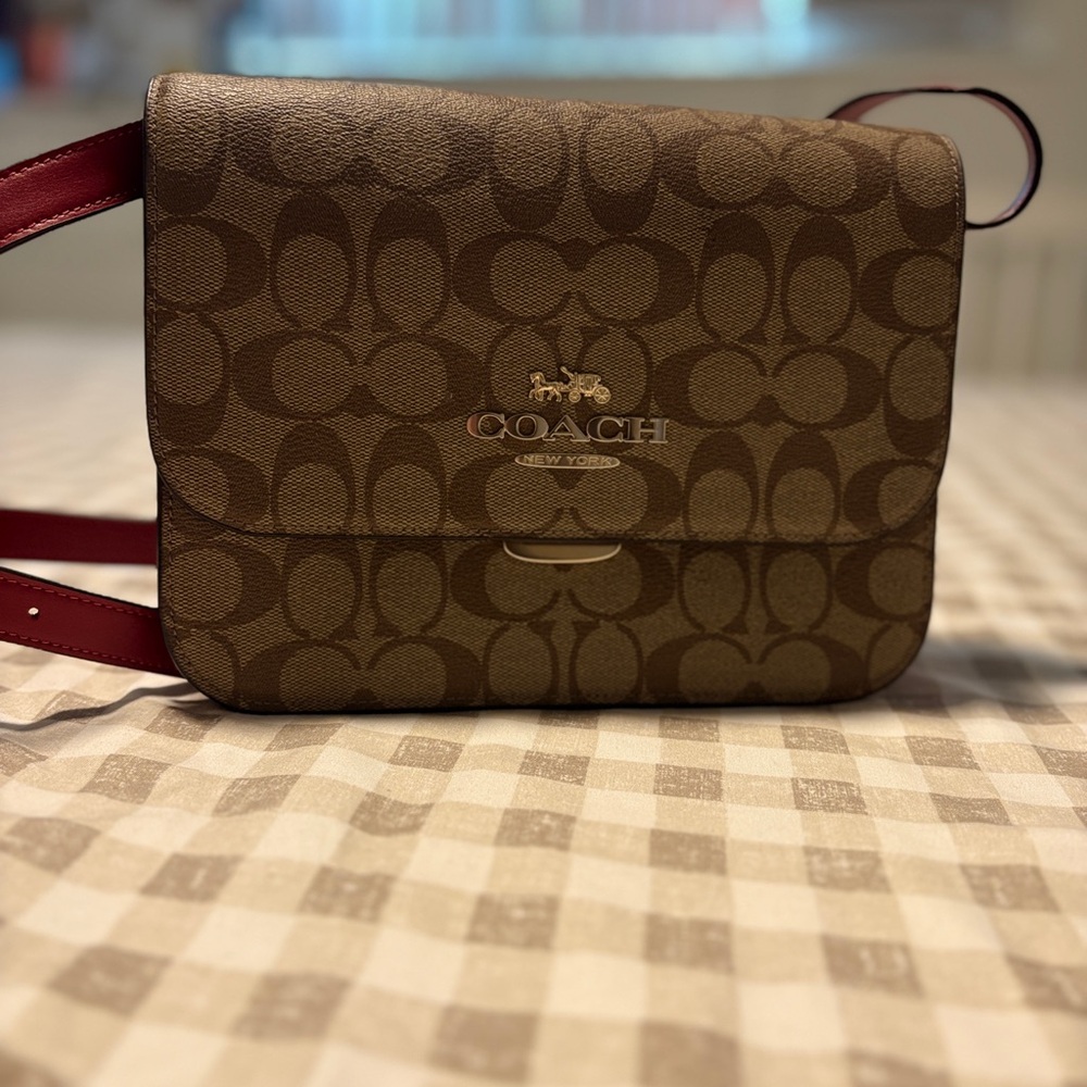Coach Brown and Red Crossbody Bag
